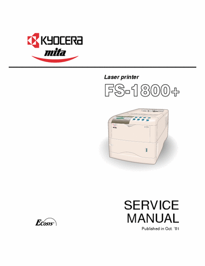 Kyocera FS-1800 FS-1800 Laser Printer Service Manual